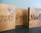 smile hope love -8x8  Gold Canvas-wall decor
