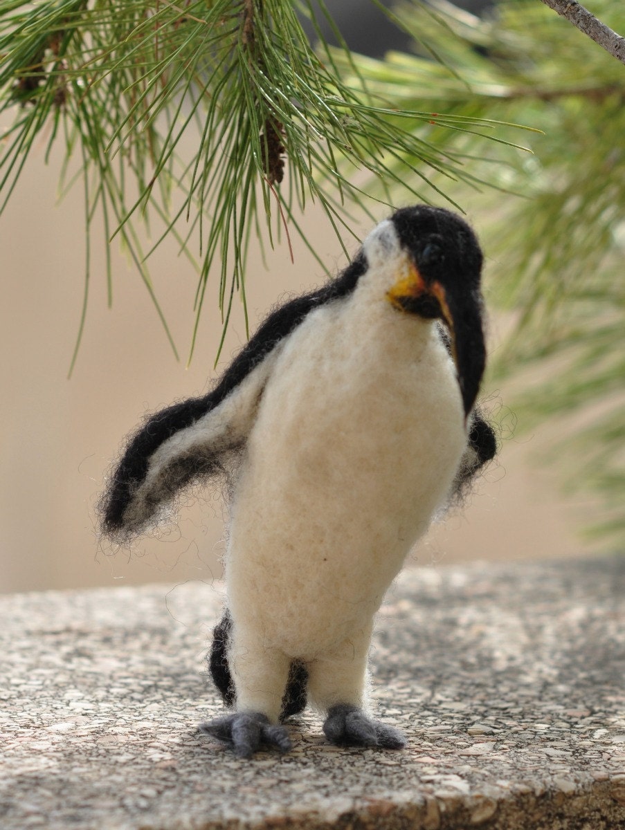 Needle Felted  Wool Animals- Waldorf  Penguin- OOK Atist Soft Sculpture- -needle felt by Daria LvovskyMade for custom order
