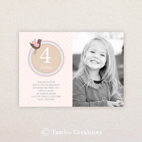 Photo Girls Birthday Party Invitations. I Customize, You Print. Il_570xn