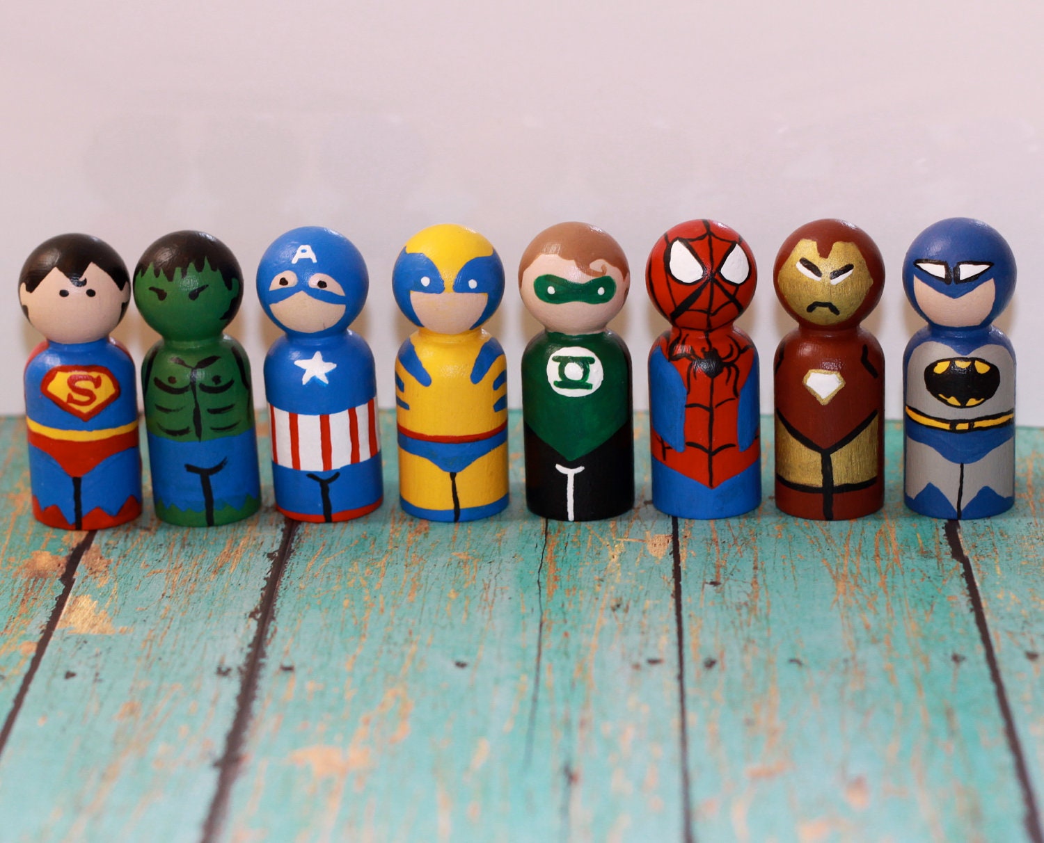 Super Hero Peg Doll Set - 4 pegs