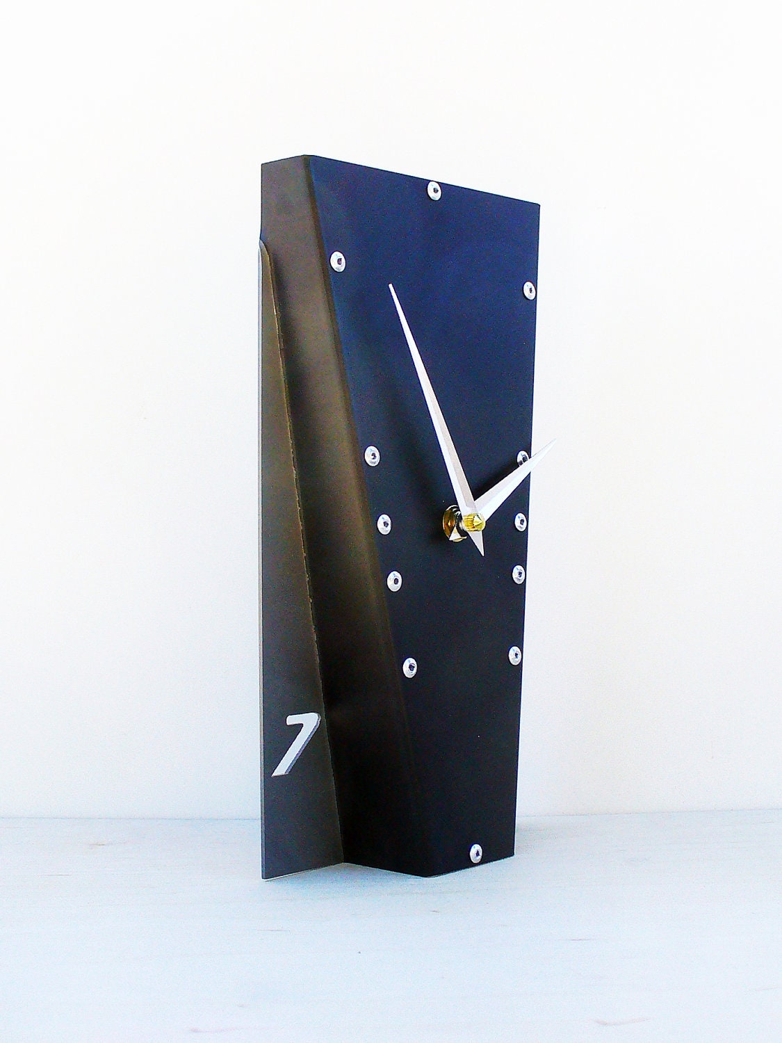 Leaning Desk Clock IV (Black / Gray) Custom Colors Available