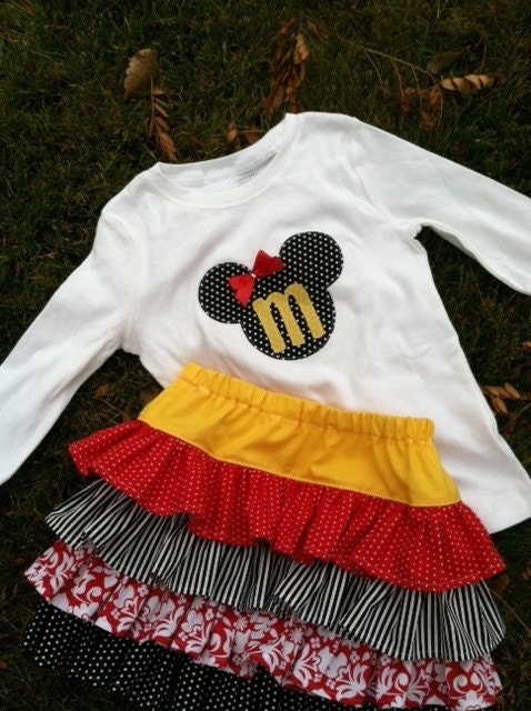 Minnie Mouse Ruffle Skirt and matching shirt 6 months to 8T