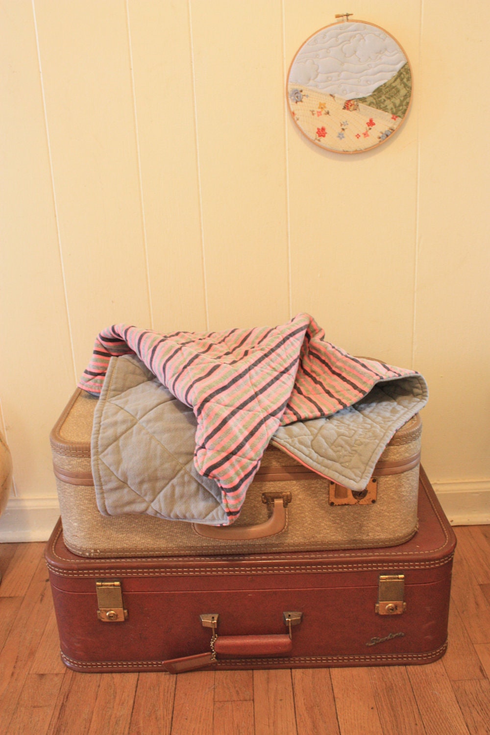 Organic Pink Striped Quilted Nap Pad