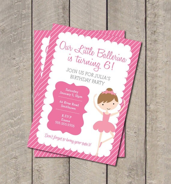 Ballerina Birthday Party Invite Hot Pink & By Getthepartystarted