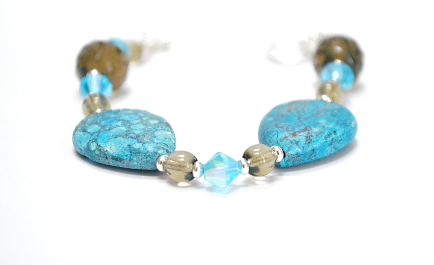 Turquoise Bracelet, Chunky Bracelet Gray Grey Beach Slate Blue Fall Fashion Stone Charcoal, Gift Under 20