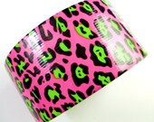 Hot Pink and Lime Green Leopard Print - One Roll of Duck Brand Tape