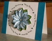 Handmade Christmas Card - Three Dimensional Blue Poinsettia