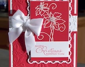 Embossed Poinsettias Christmas Card - Stampin Up Christmas Blessings