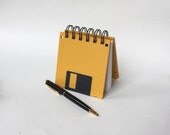 Floppy Disk Notebook - Geek Book - Recycled Computer Diskette - Mustard