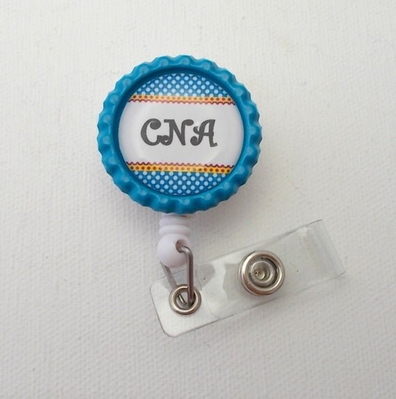 CNA Bottle Cap Badge Reel Cute ID Badge Reel by BadgeShack