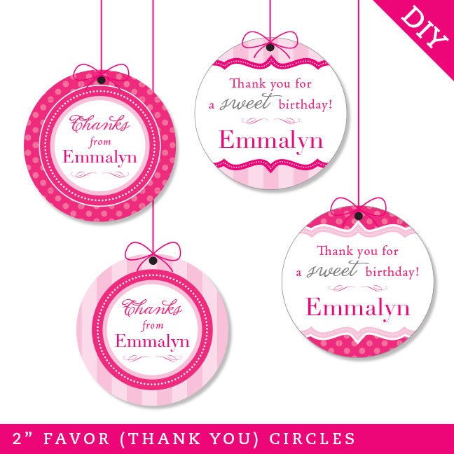 Pretty in Pink party - Personalized DIY printable favor circles Il_570xn