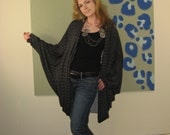 Boho Chic Trompe l'oiel Chunky Knit Print Cardi Wrap Duster Sweater - Charcoal or Camel - One Size - Ready to Ship