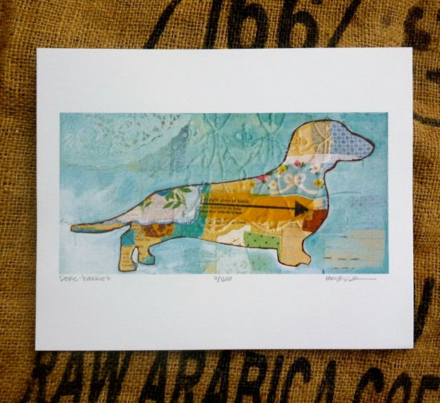 New Vintage Hankie Dachshund Print 8x10