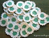 50 Eco-Friendly Stickers: Recycle Stickers, Vintage Ledger Stickers, Envelope Seals, ledger stickers, recycling stickers, 1.25" scallops