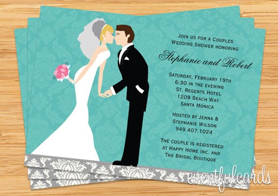 Wedding Bridal Shower Invitation Kissing Couple Il_570xn