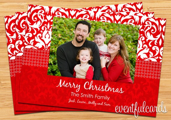 Red Damask Holiday Photocard Il_570xn