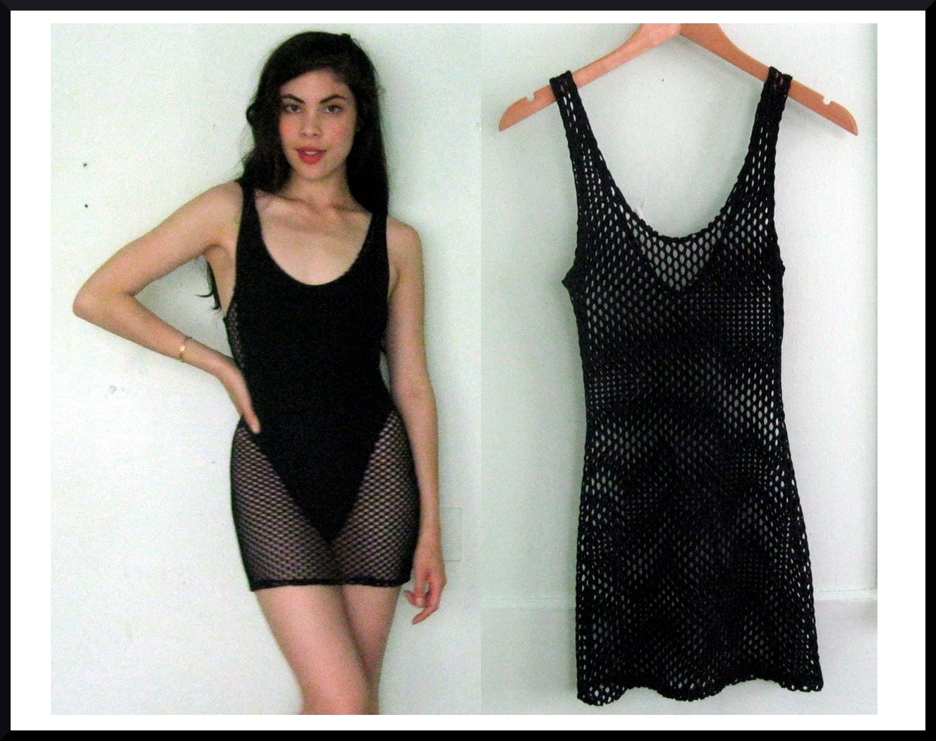 Vintage Black Net Tank Dress Sz. XS / S