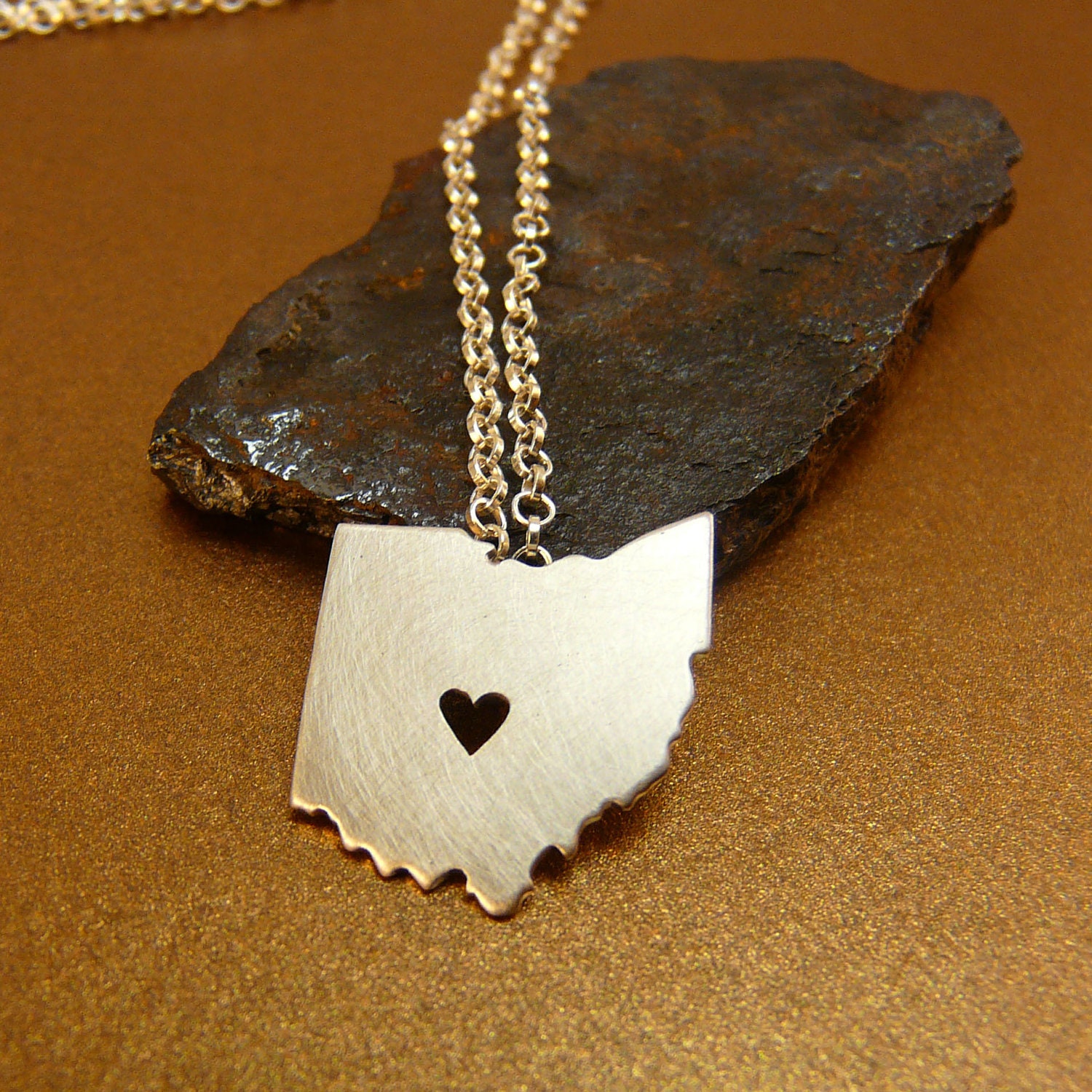 OHIO State , solid sterling silver pendant, sterling silver chain, custom heart