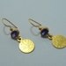 Gold Plated Ottoman Coins Purple Crystal Gemstone Sterling Silver Long Dangle Earrings