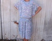 vintage 80s sheer dress drop waist romantic dress NOS  M/L
