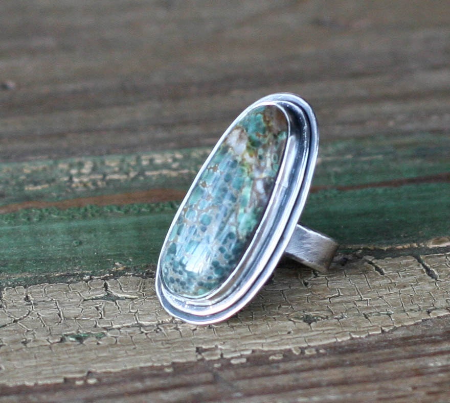 Nevada Turquoise Ring, Bezel Set Statement Ring, Size 6.25 Ring
