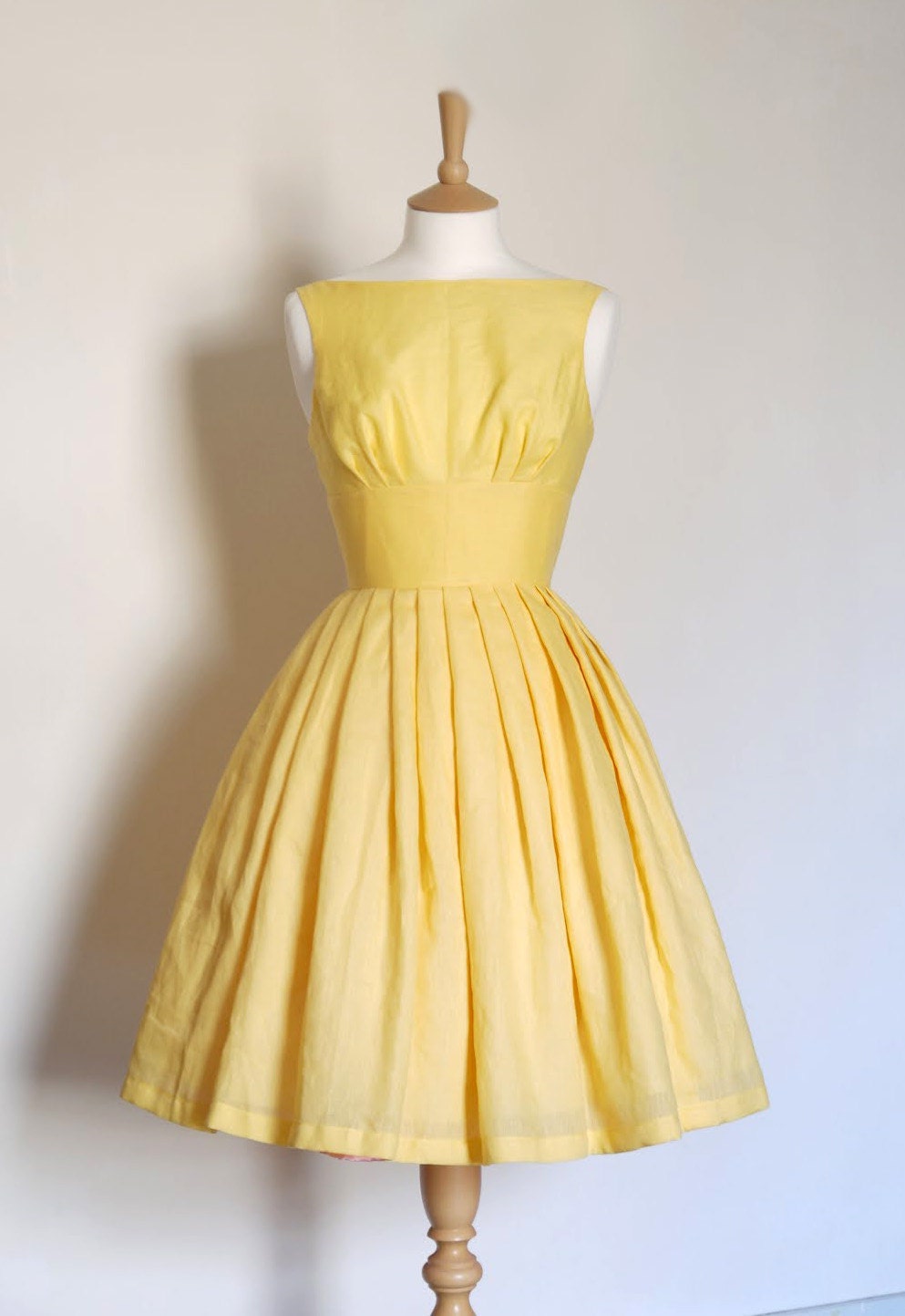 Lemon Yellow Linen Tiffany Prom Dress - Made to Measure