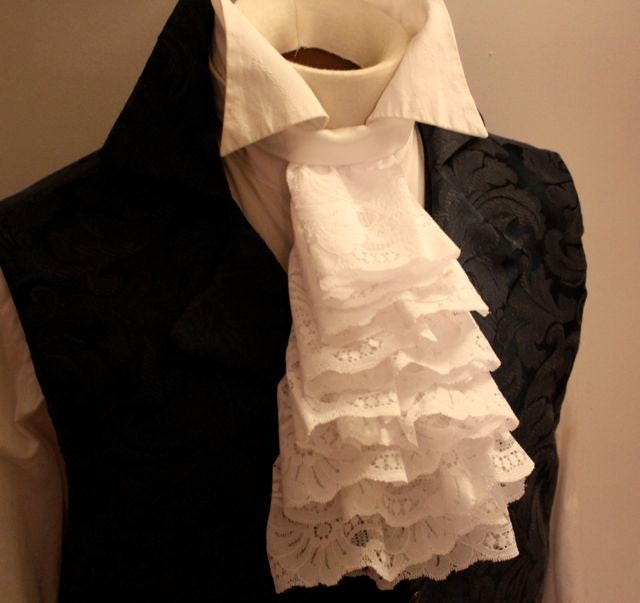 FANCY White JABOT Lace Ascot Cravat Necktie Tie by elegantascot