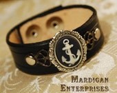 Anchor Cameo Bracelet - Black and Silver