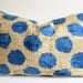Sukan / Silk Velvet Ikat Pillow Cover, Lumbar Pillow - Decorative Ikat Throw Pillow Cover - decorative pillows - ivory blue
