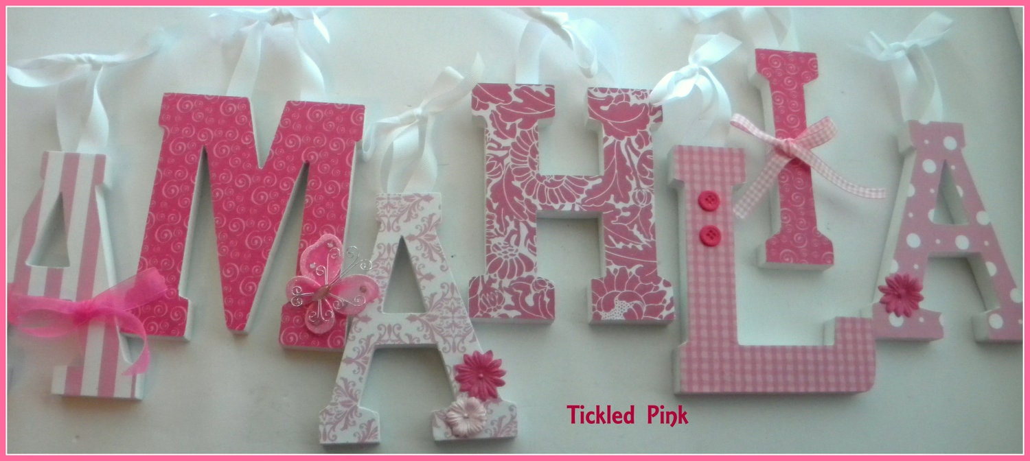 Wooden Letters for Girls - TICKLED PINK-avail in any size or font in this shop