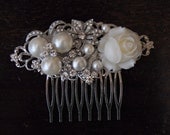 Hair Accessory,bridal comb, wedding  comb ,bridal head piece,wedding hair piece,Ivory-champagne peacock Feathers