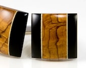 Teak Burl Ebony Holly Cuff Links - Custom Wood Cufflinks - Gifts For Him, Groomsmen Gifts, Anniversary, Wedding