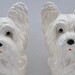vintage pair of chalkware white dogs // westie bookends