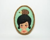 Hedgehog girl felt brooch