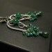 Dangle silver wire wrapped earrings, green onyx, luxury