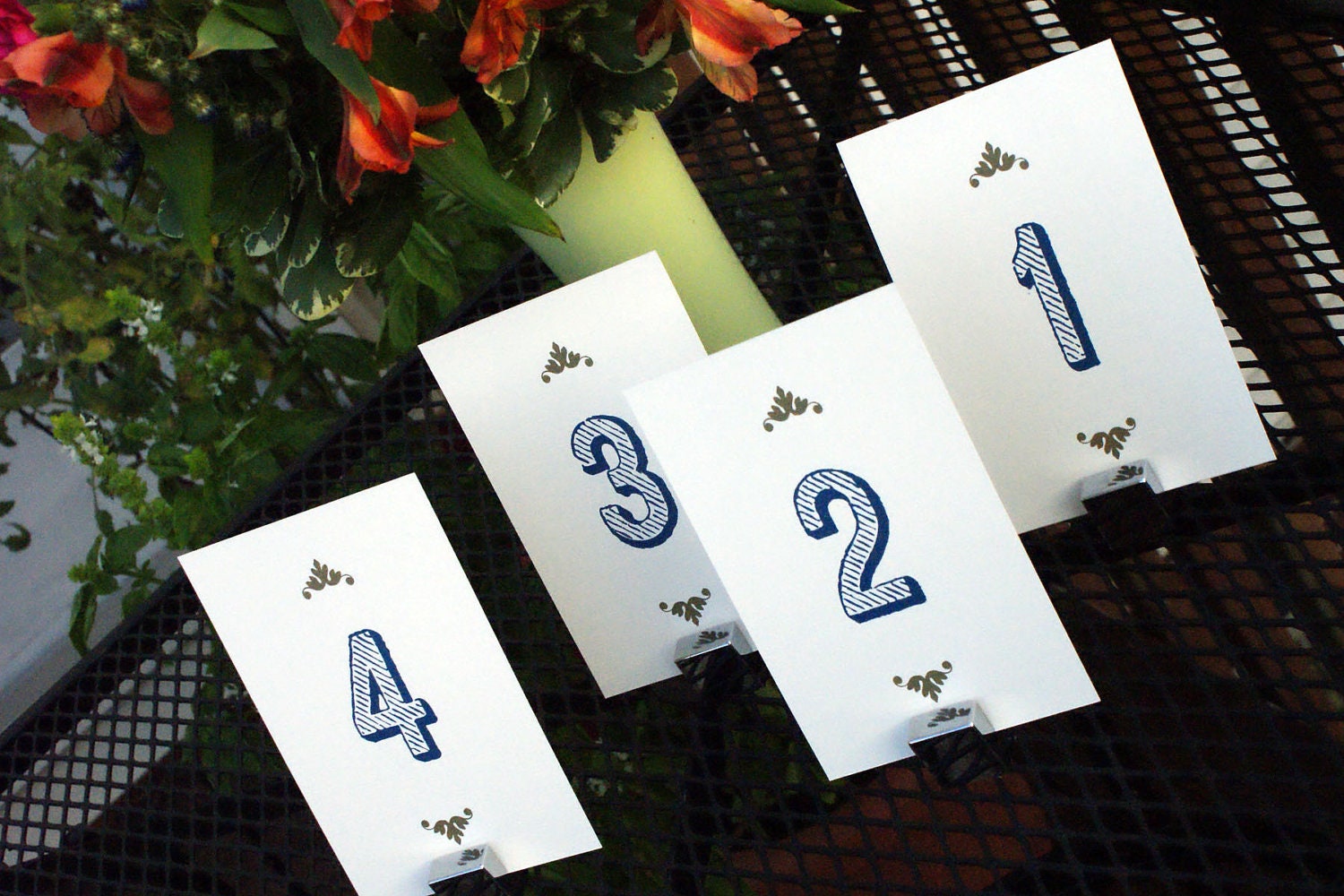 Wedding Reception Table Numbers - The Cari - Classic & Elegant - Ivory or White 4x6 (flat card) - Custom Ink Colors Available