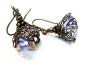 Lavender Purple Swarovski Earrings Lavender Dark Purple Crystal Bead Earrings Spring Earrings Lavender Dangle Earrings - Pop