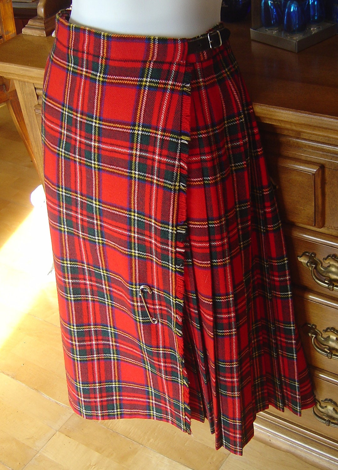 Christmas Red Tartan Plaid Wool Skirt Made In Scotland-Price Reduced AGAIN