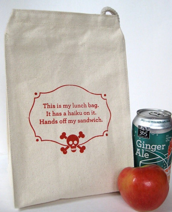 Recycled Cotton Canvas Lunch Bag Haiku by doodlebirddesign