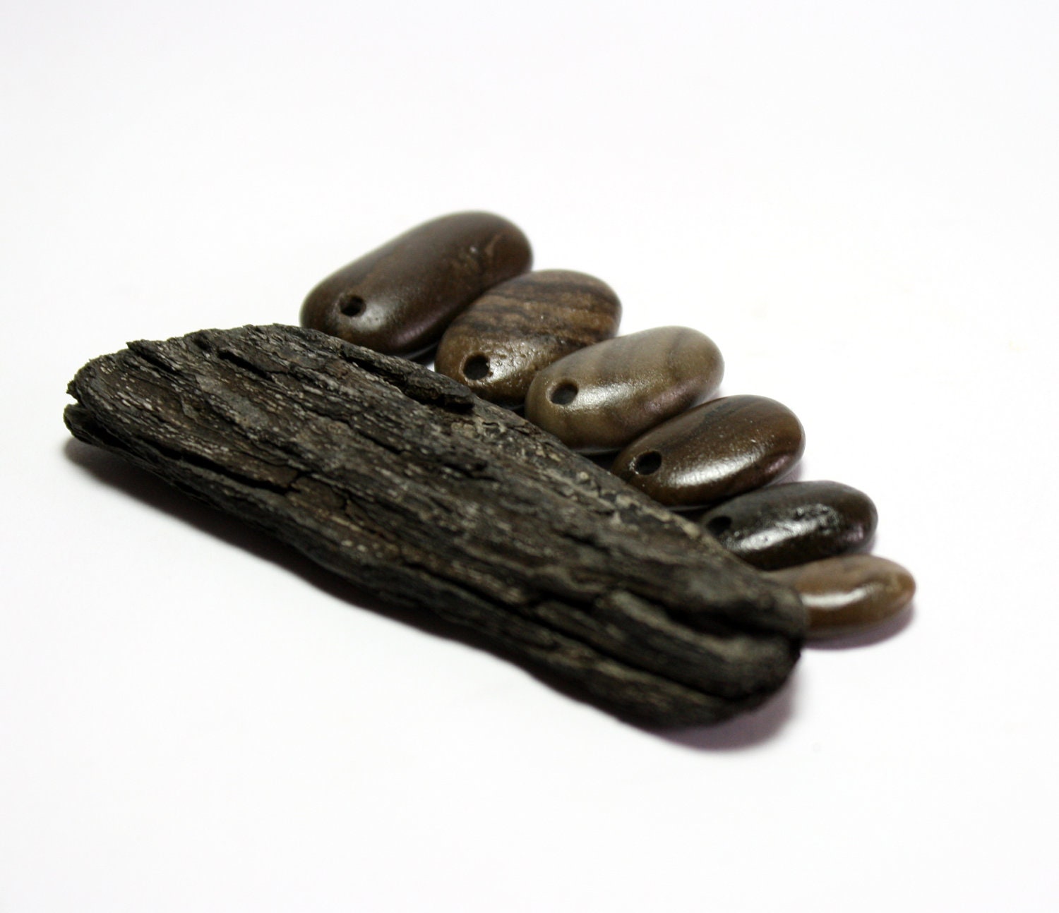 Beach Stone Jewelry- Drilled River Rock Pebble Beading Supplies-"Frappe" by Allybeans