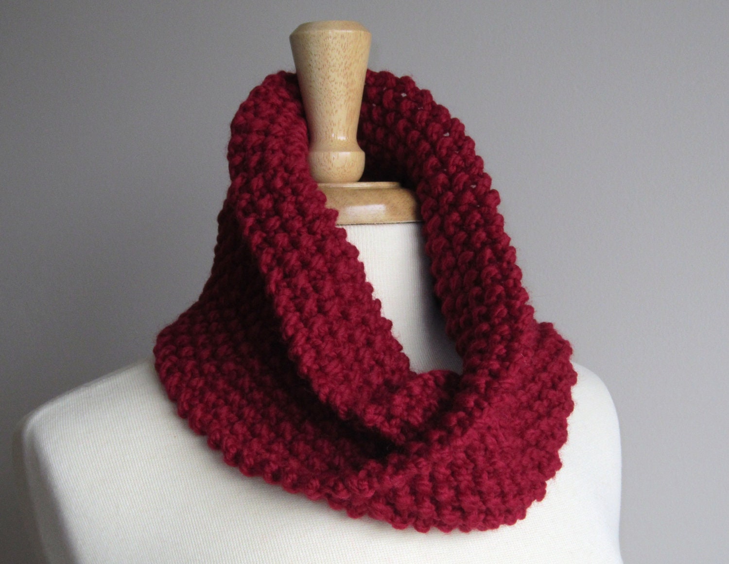 Ready to Ship - The Twist Cowl Scarf - Cranberry - WarmMeUp