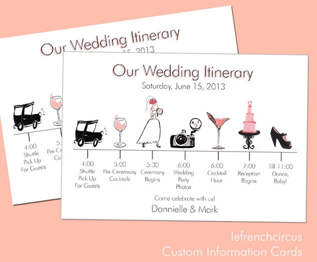 Wedding Timeline - Itinerary - Information Card