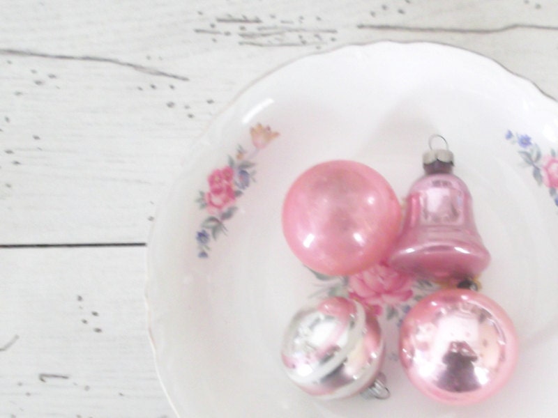 Christmas Balls Vintage Mercury Glass Ornaments Holiday Shabby Chic Pink Decor Christmas In July