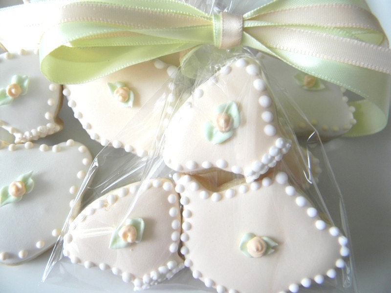 One Dozen Teapot Teacup Teaparty Favors   Center Rose  Three cookies in each
