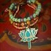 LOTUS BRACELET, Triple strand Bracelet, Yoga bracelet stackable bracelet, Gypsy beaded bracelet, Nomad jewelry, gold turquoise wrap bracelet