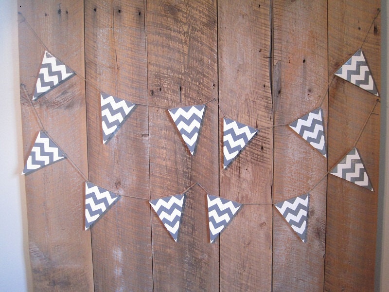 Chevron Style Bunting - Handpainted Wooden - Over 10 feet