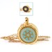 FREE SHIPPING long Necklace , Light green, mint, turquoise flower & black necklace, 14K gold filled, Double-sided,