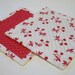 Cherries Coasters Red White Reversible Set of 2 Handmade Ready to Ship One of a Kind