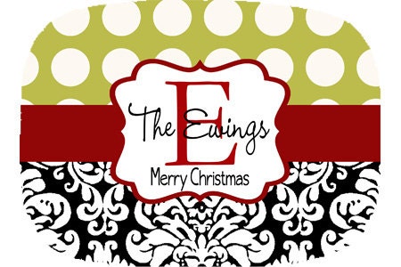 Personalized Melamine Damask Christmas Platter