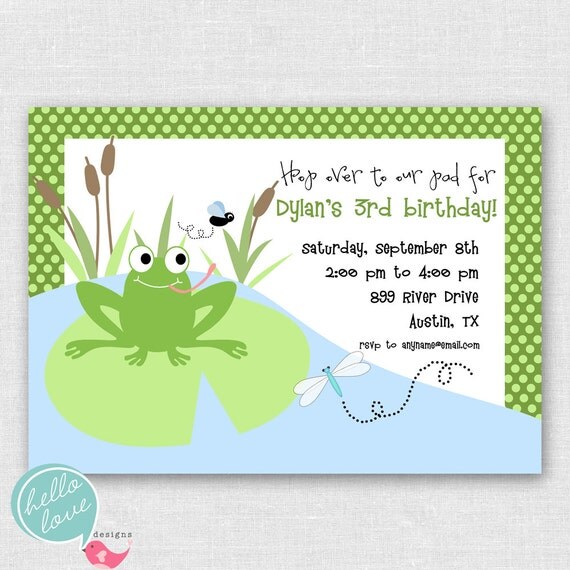 frog's pad printable birthday invitation Il_570xn